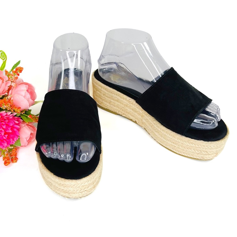 Camel Toes Black Lulu Espadrille Sandals Size 7